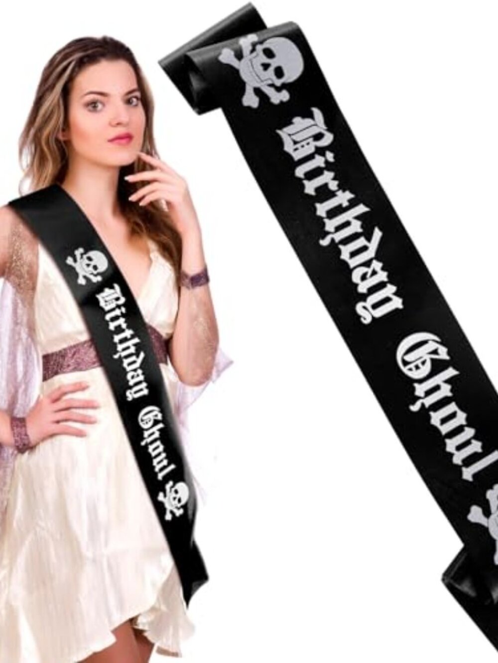 Goth Birthday Ghoul Sash for Women Halloween Emo Bday Supplies Gothic Spooky